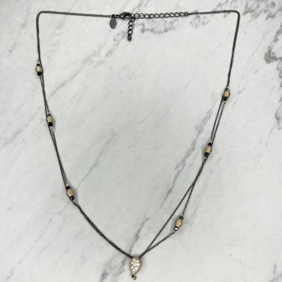 Chico's Double Strand Long Beaded Chain Link Necklace - Picture 1 of 10